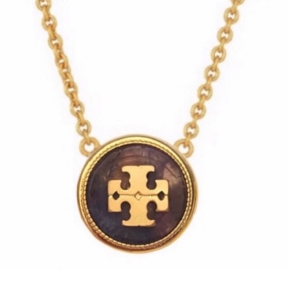 Tory Burch Jewelry - Tory Burch purple semiprecious stone logo necklace